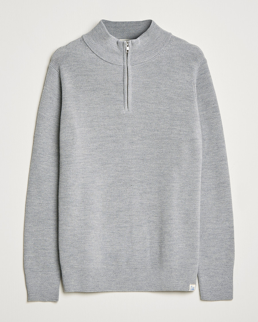 Homme | Pulls Et Tricots | Merz b. Schwanen | Merino Wool Half Zip Grey Mel