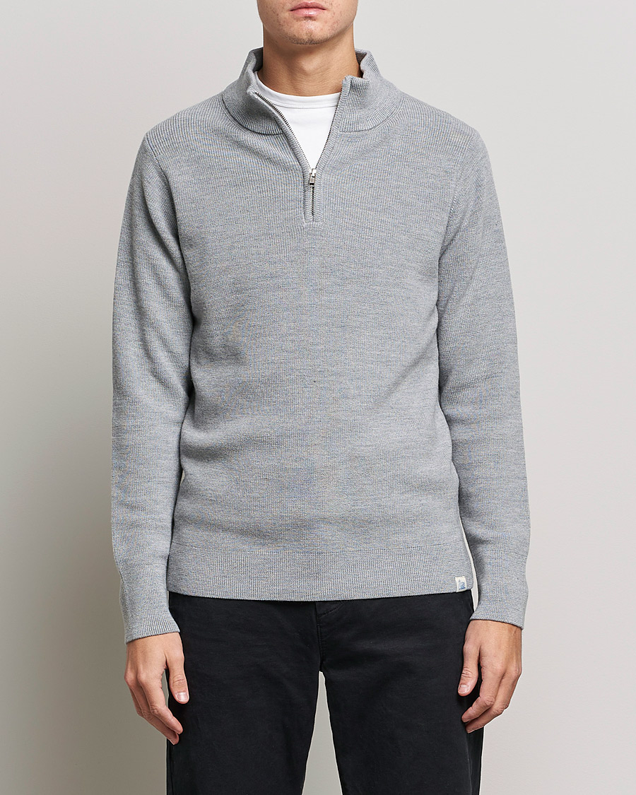 Homme | Pulls Et Tricots | Merz b. Schwanen | Merino Wool Half Zip Grey Mel
