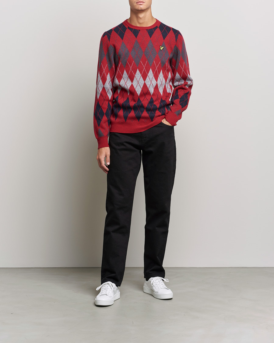 Homme | Pulls Et Tricots | Lyle & Scott | British Argyle Crew Neck Tunnel Red