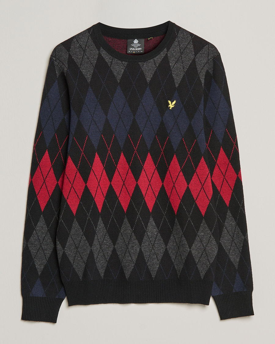 Homme | Pulls Et Tricots | Lyle & Scott | British Argyle Crew Neck Black