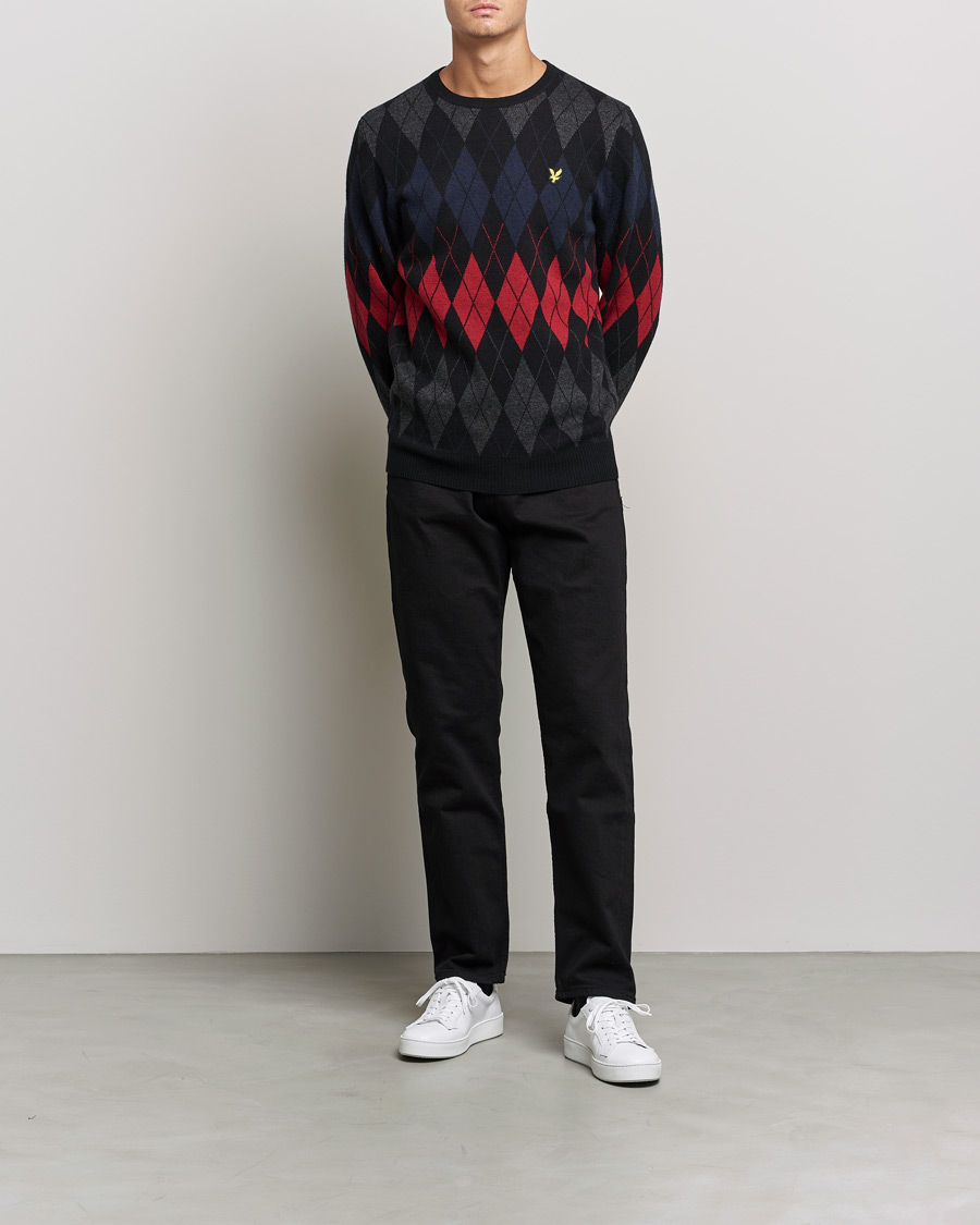 Homme | Pulls Et Tricots | Lyle & Scott | British Argyle Crew Neck Black