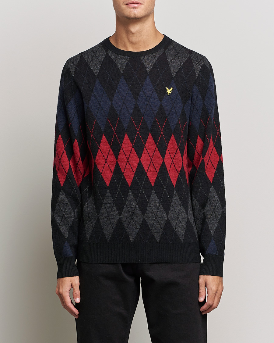 Homme | Pulls Et Tricots | Lyle & Scott | British Argyle Crew Neck Black