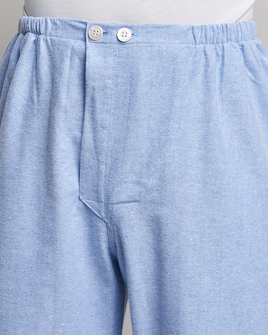 Homme | Peignoirs Et Pyjamas | Derek Rose | Brushed Cotton Flannel Herringbone Pyjama Set Blue