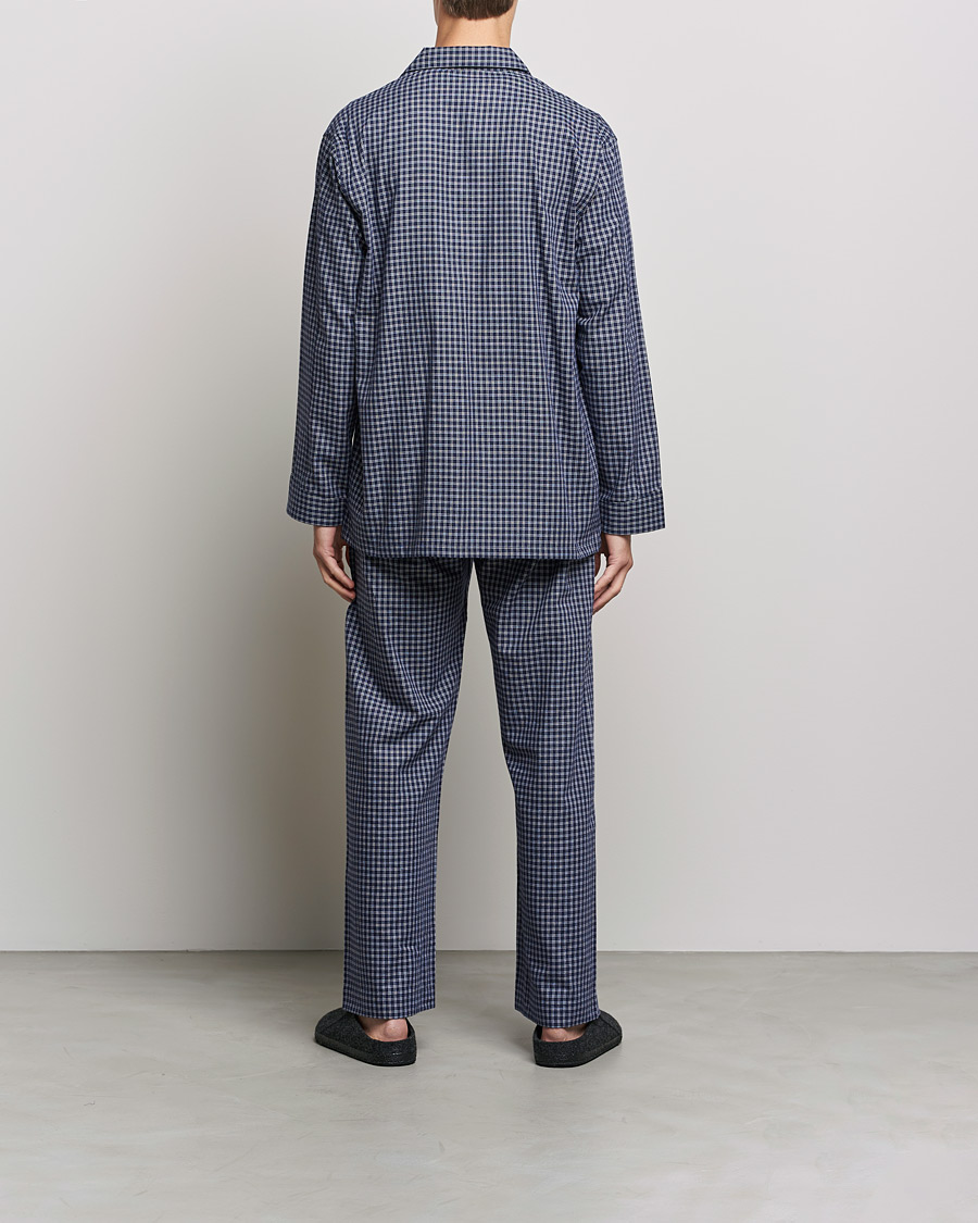 Homme | Pyjamas | Derek Rose | Checked Cotton Pyjama Set Navy