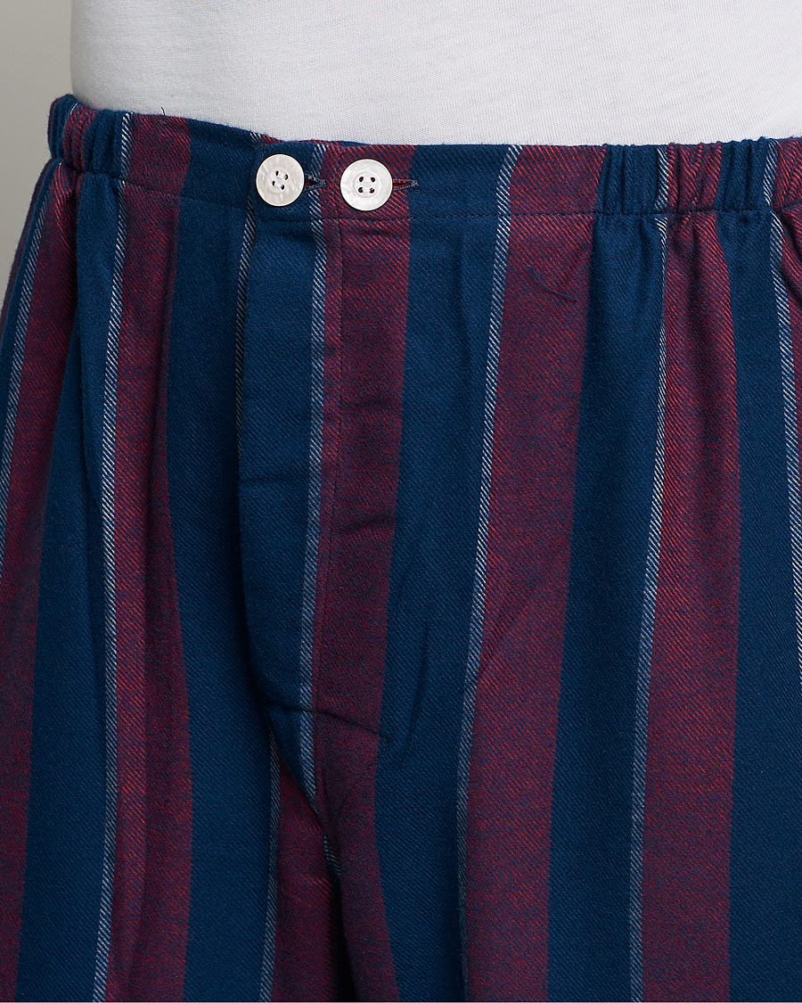 Homme | Peignoirs Et Pyjamas | Derek Rose | Brushed Cotton Flanell Striped Pyjama Set Navy