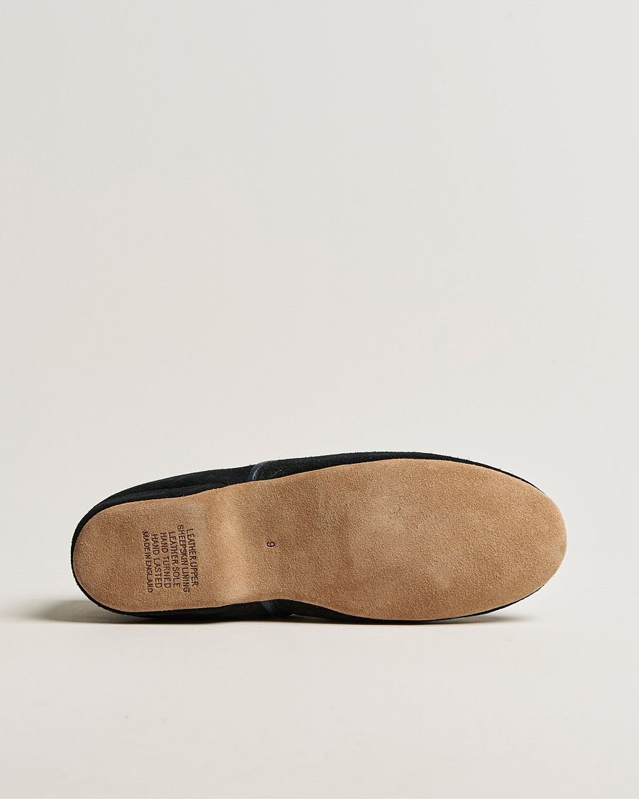 Homme | Derek Rose Crawford Sheepskin Suede Slippers Navy | Derek Rose | Crawford Sheepskin Suede Slippers Navy