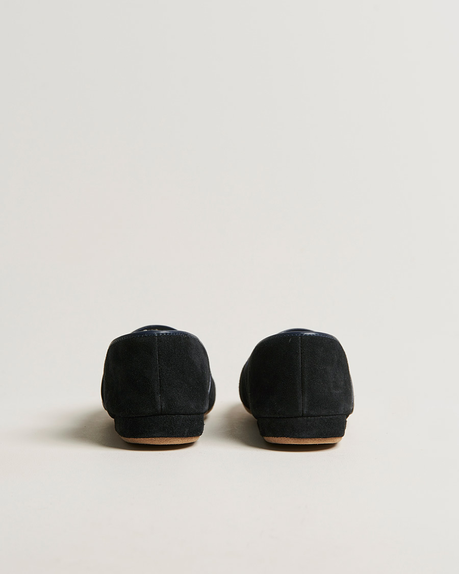 Homme | Derek Rose Crawford Sheepskin Suede Slippers Navy | Derek Rose | Crawford Sheepskin Suede Slippers Navy