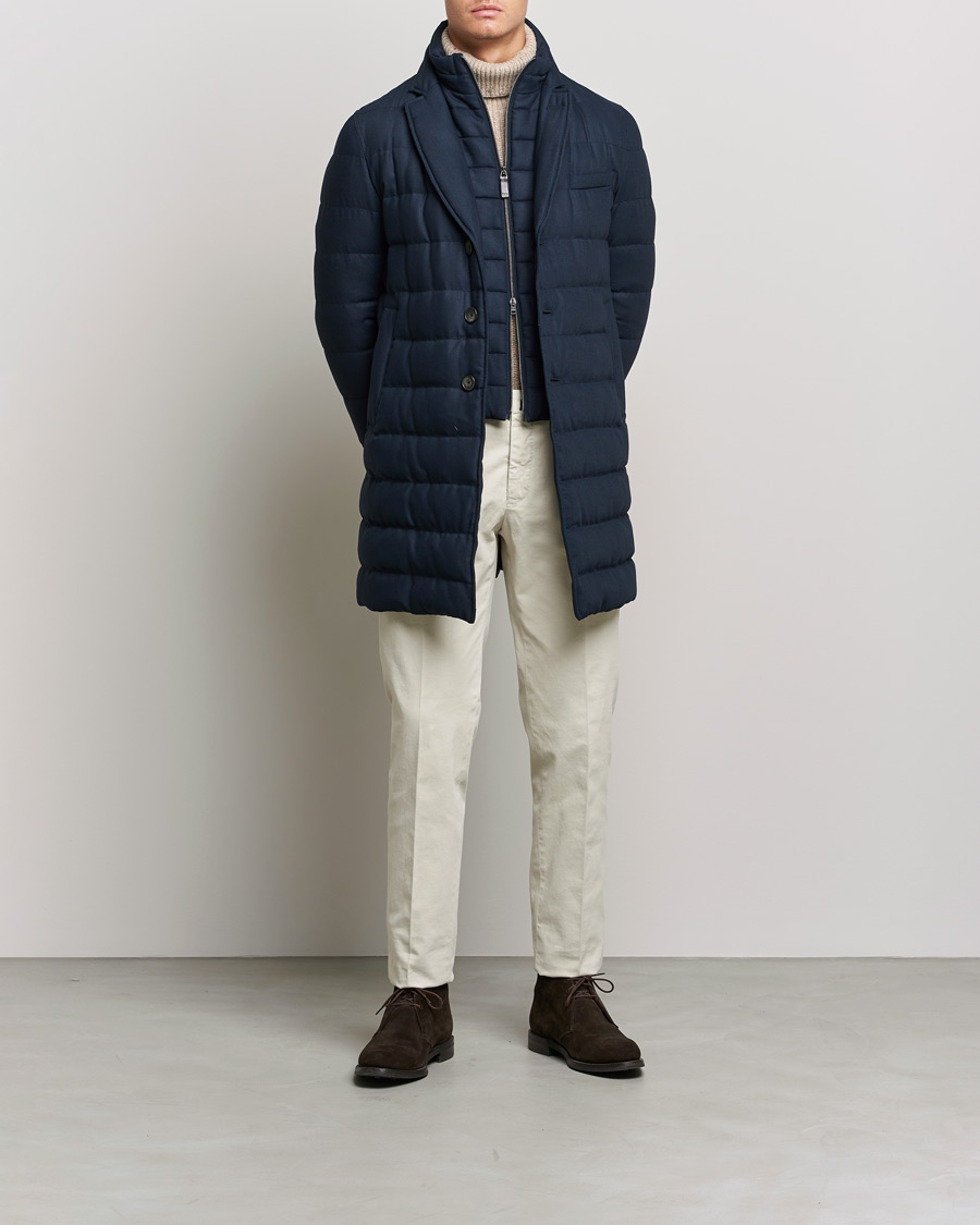 Homme | Manteaux Et Vestes | Herno | Flannel Down Coat Navy