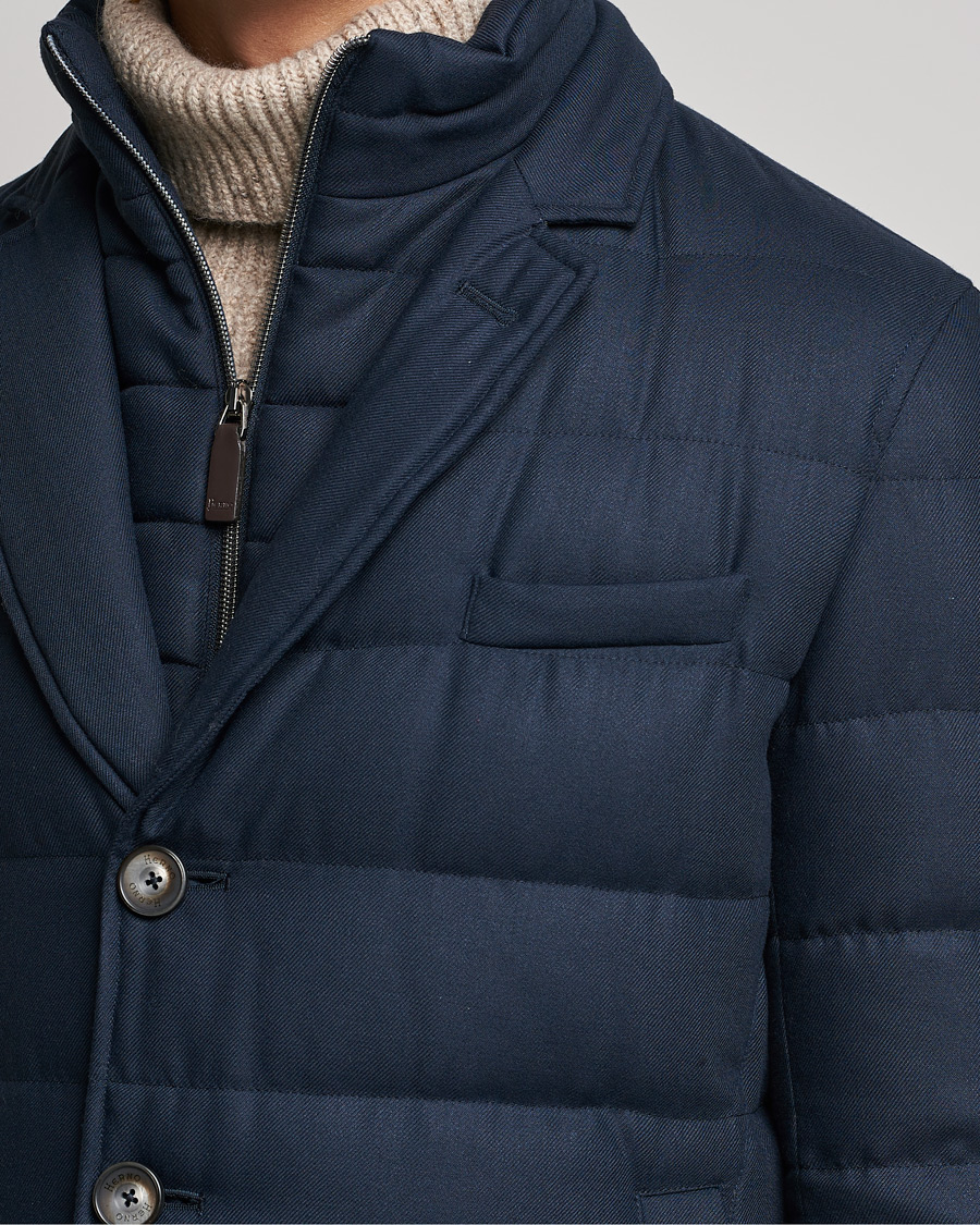 Homme | Manteaux Et Vestes | Herno | Flannel Down Coat Navy