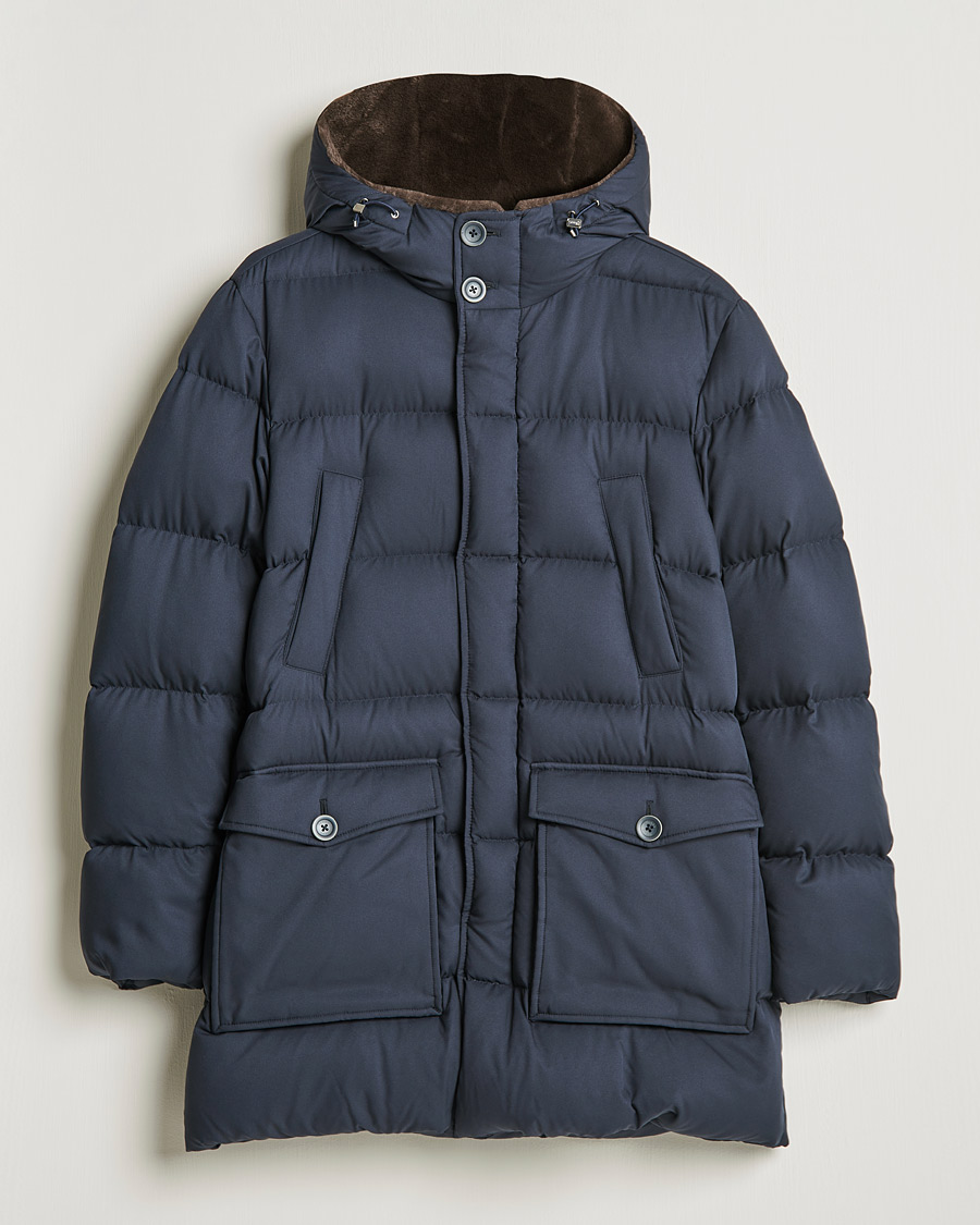 Homme | Manteaux Et Vestes | Herno | Faux Fur Down Parka Navy