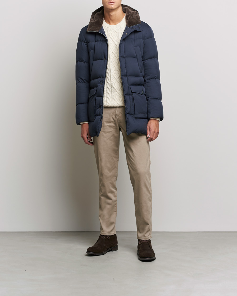 Homme | Manteaux Et Vestes | Herno | Faux Fur Down Parka Navy