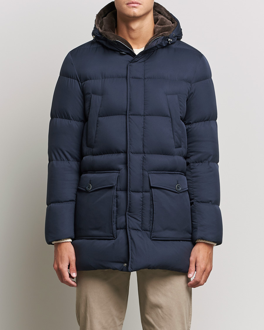 Homme | Manteaux Et Vestes | Herno | Faux Fur Down Parka Navy
