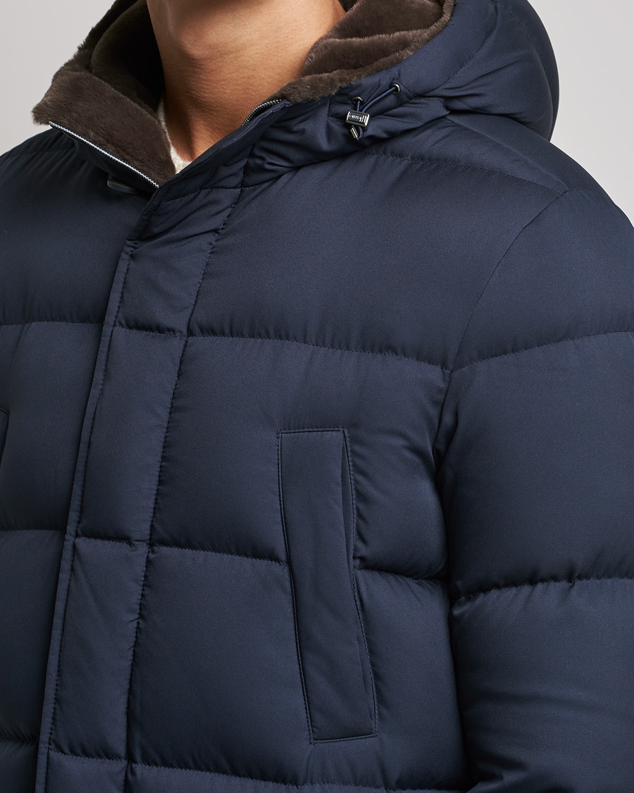 Homme | Manteaux Et Vestes | Herno | Faux Fur Down Parka Navy