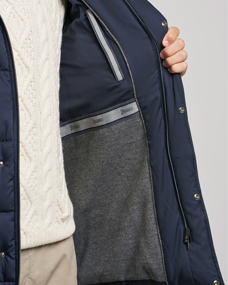 Homme | Manteaux Et Vestes | Herno | Faux Fur Down Parka Navy