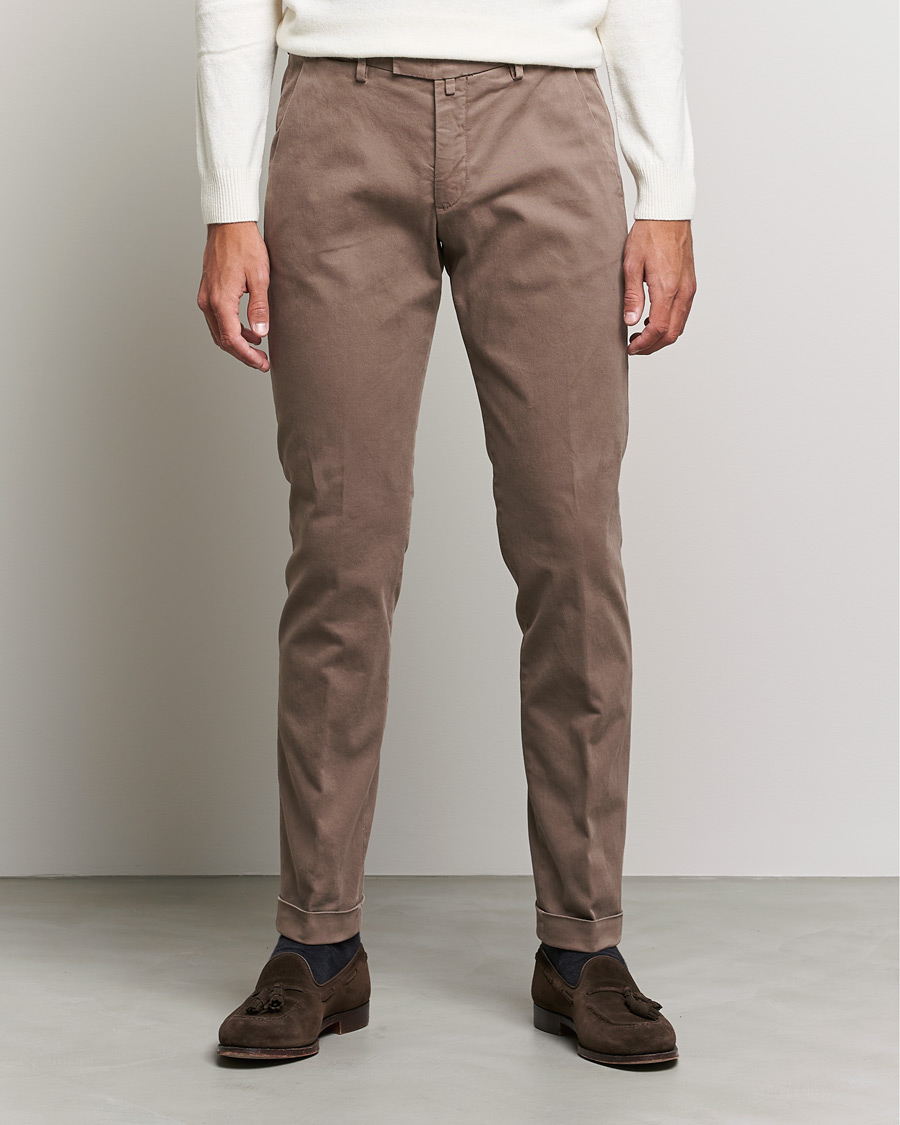 Homme | Pantalons | Briglia 1949 | Slim Fit Cotton Stretch Chino Taupe
