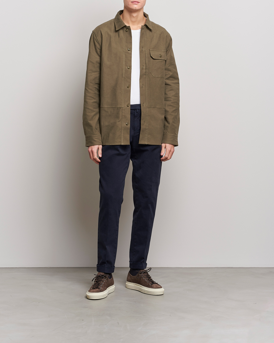 Homme | Pantalons | Briglia 1949 | Easy Fit Pleated Cotton Stretch Chino Navy