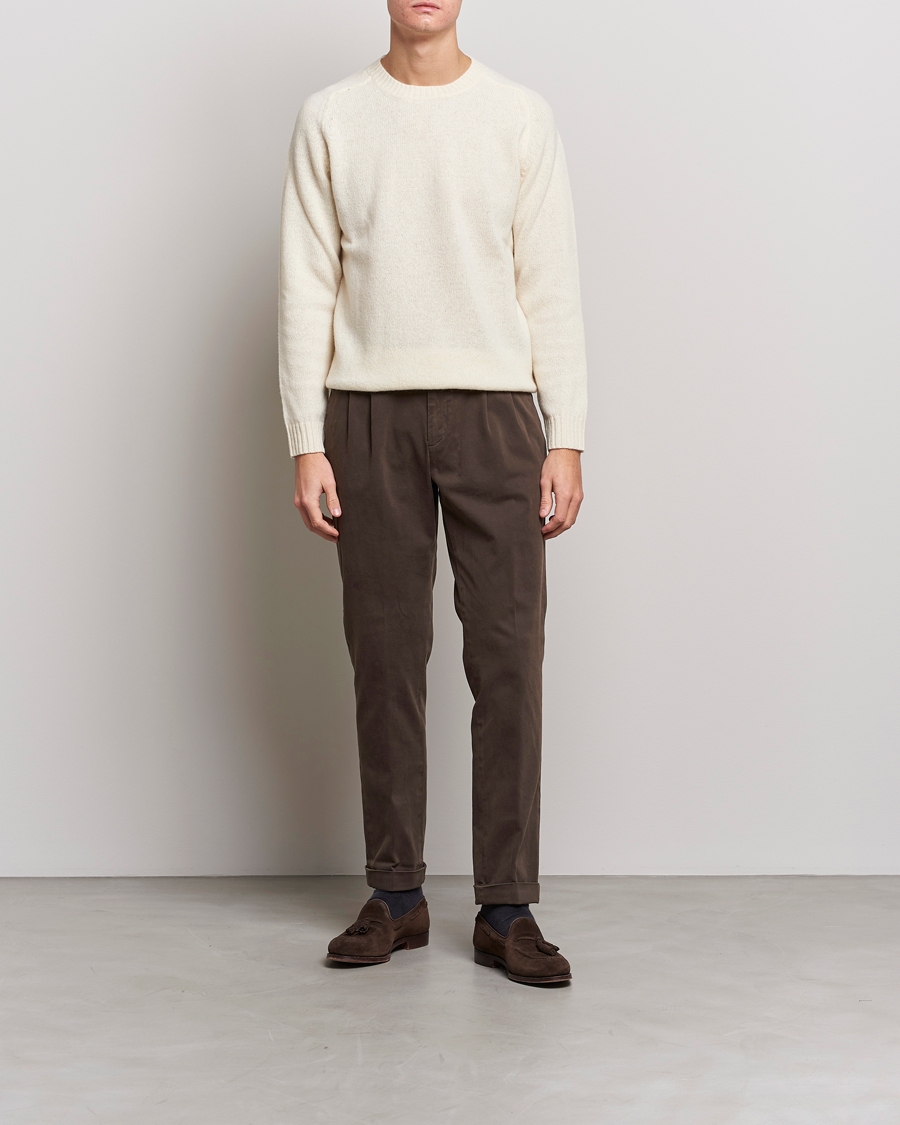 Homme | Pantalons | Briglia 1949 | Easy Fit Pleated Cotton Stretch Chino Coffe Brown