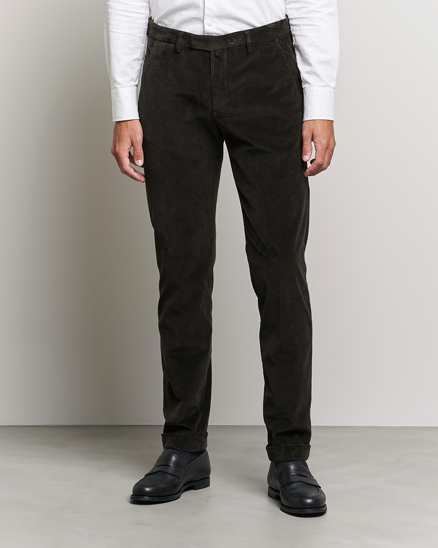 Homme | Pantalons | Briglia 1949 | Slim Fit Corduroy Trousers Dark Brown