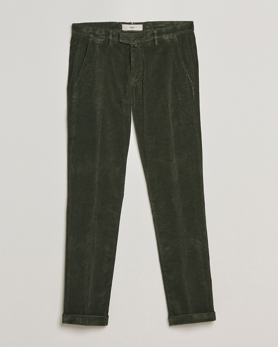 Homme | Pantalons | Briglia 1949 | Slim Fit Corduroy Trousers Dark Green