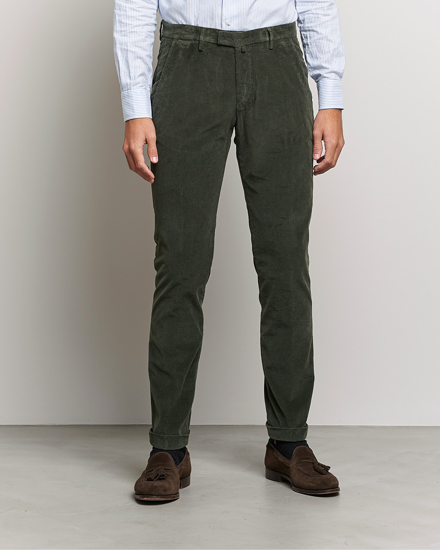 Homme | Pantalons | Briglia 1949 | Slim Fit Corduroy Trousers Dark Green