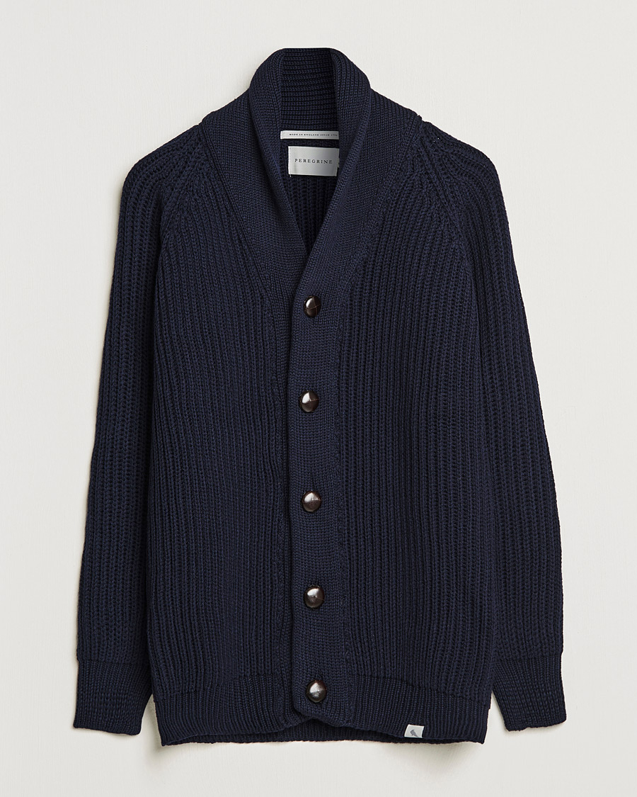 Homme | Pulls Et Tricots | Peregrine | Wilkinson Ribbed Wool Cardigan Navy