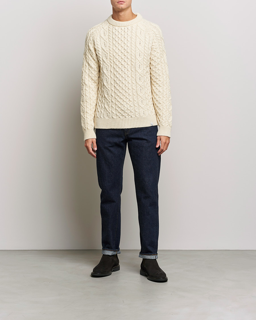 Homme | Pulls Et Tricots | Peregrine | Hudson Wool Aran Knitted Jumper Cream