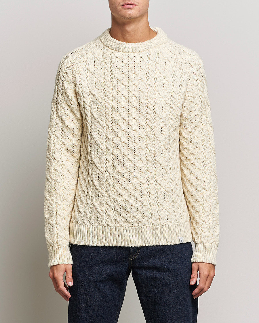 Homme | Pulls Et Tricots | Peregrine | Hudson Wool Aran Knitted Jumper Cream