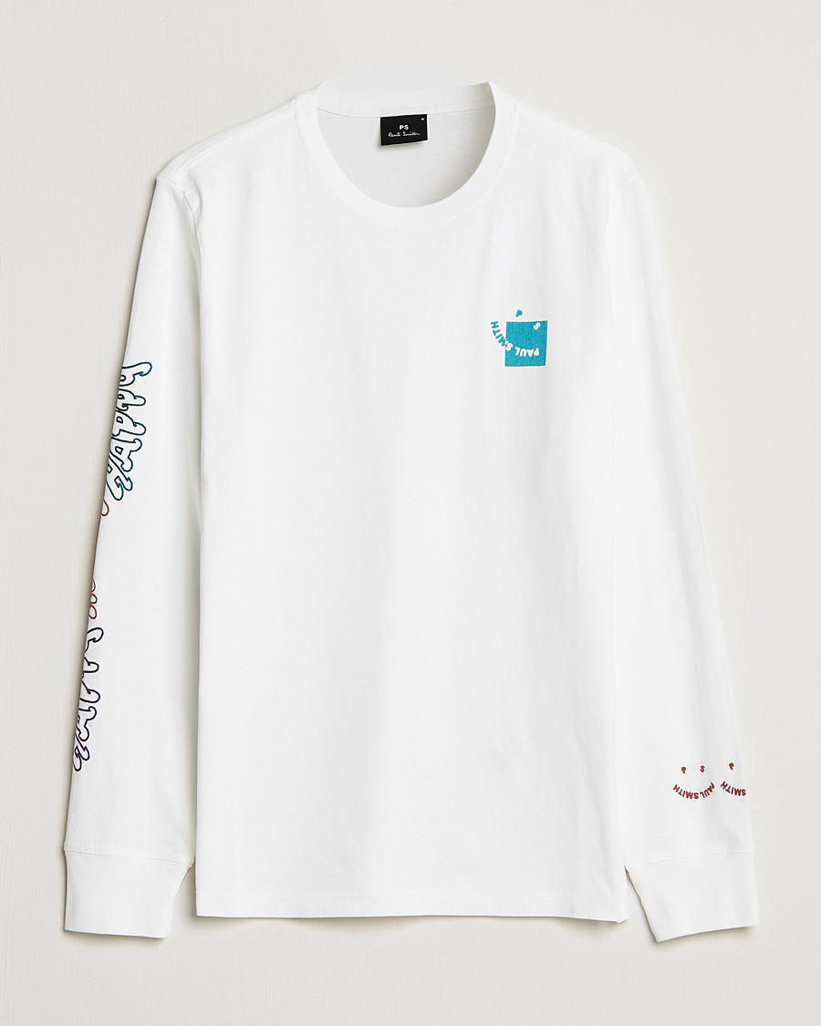 Homme | T-shirts | PS Paul Smith | Happy Face Long Sleeve T-Shirt White