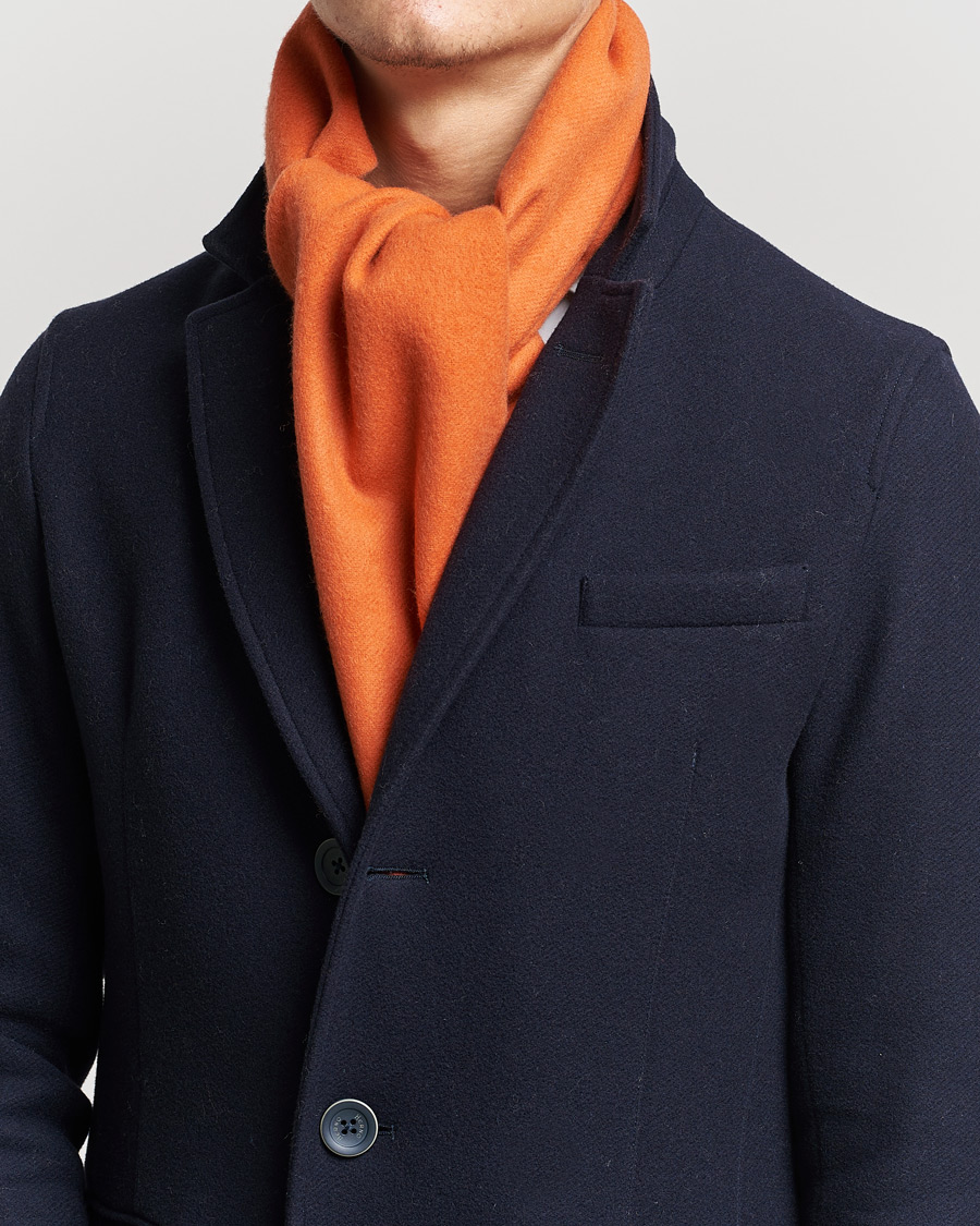 Homme |  | Begg & Co | Vier Lambswool/Cashmere Solid Scarf Orange