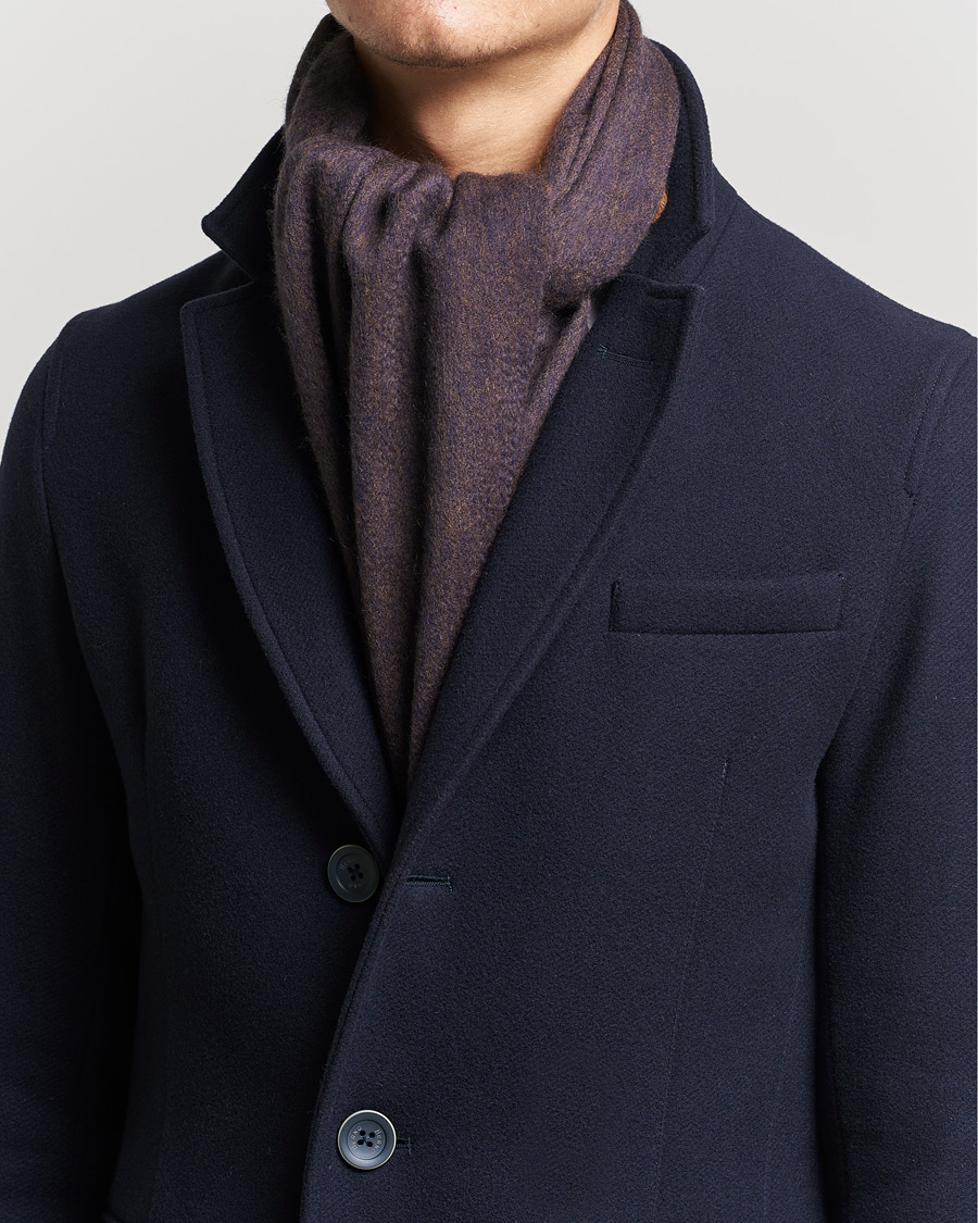 Homme |  | Begg & Co | Arran Reversible Cashmere Scarf Navy/Vicuna