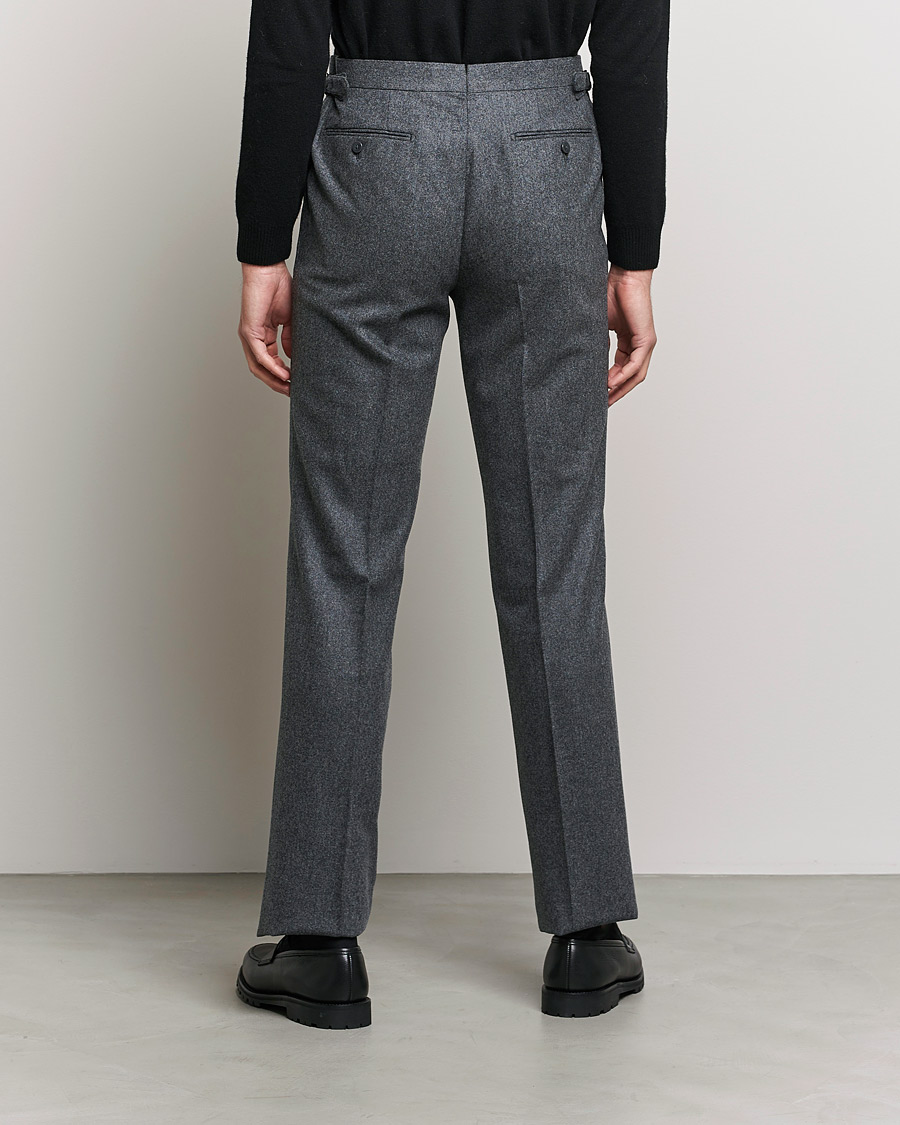 Homme | Pantalons | Beams F | Pleated Flannel Trousers Dark Grey