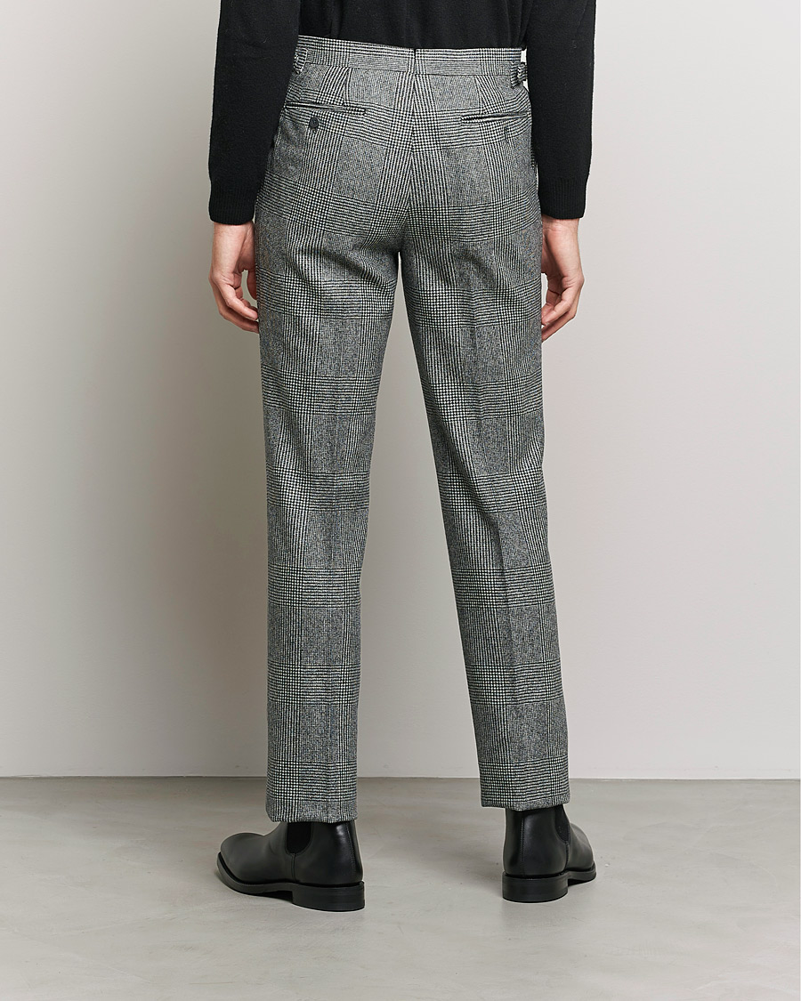 Homme | Pantalons | Beams F | Pleated Flannel Trousers Grey Check