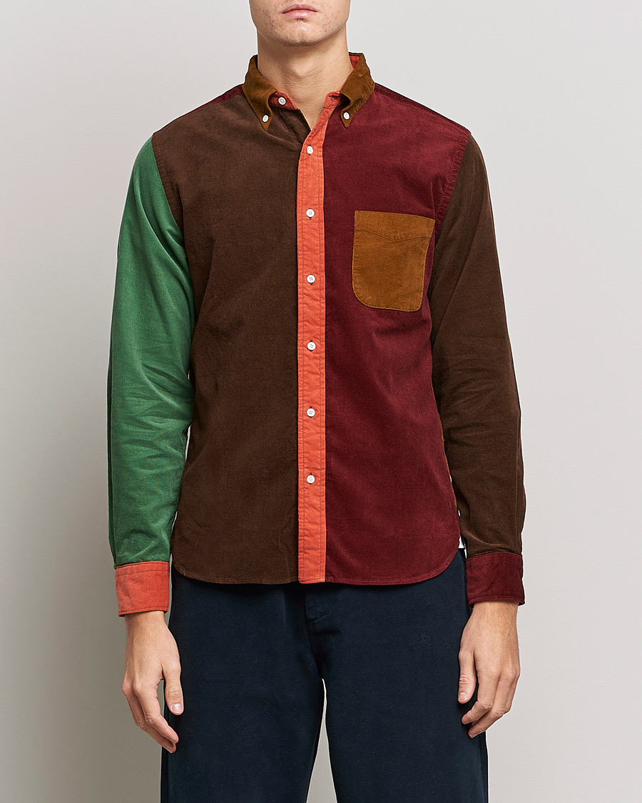 Homme | Chemises | BEAMS PLUS | Corduroy Panel Button Down Shirt Golden Brown