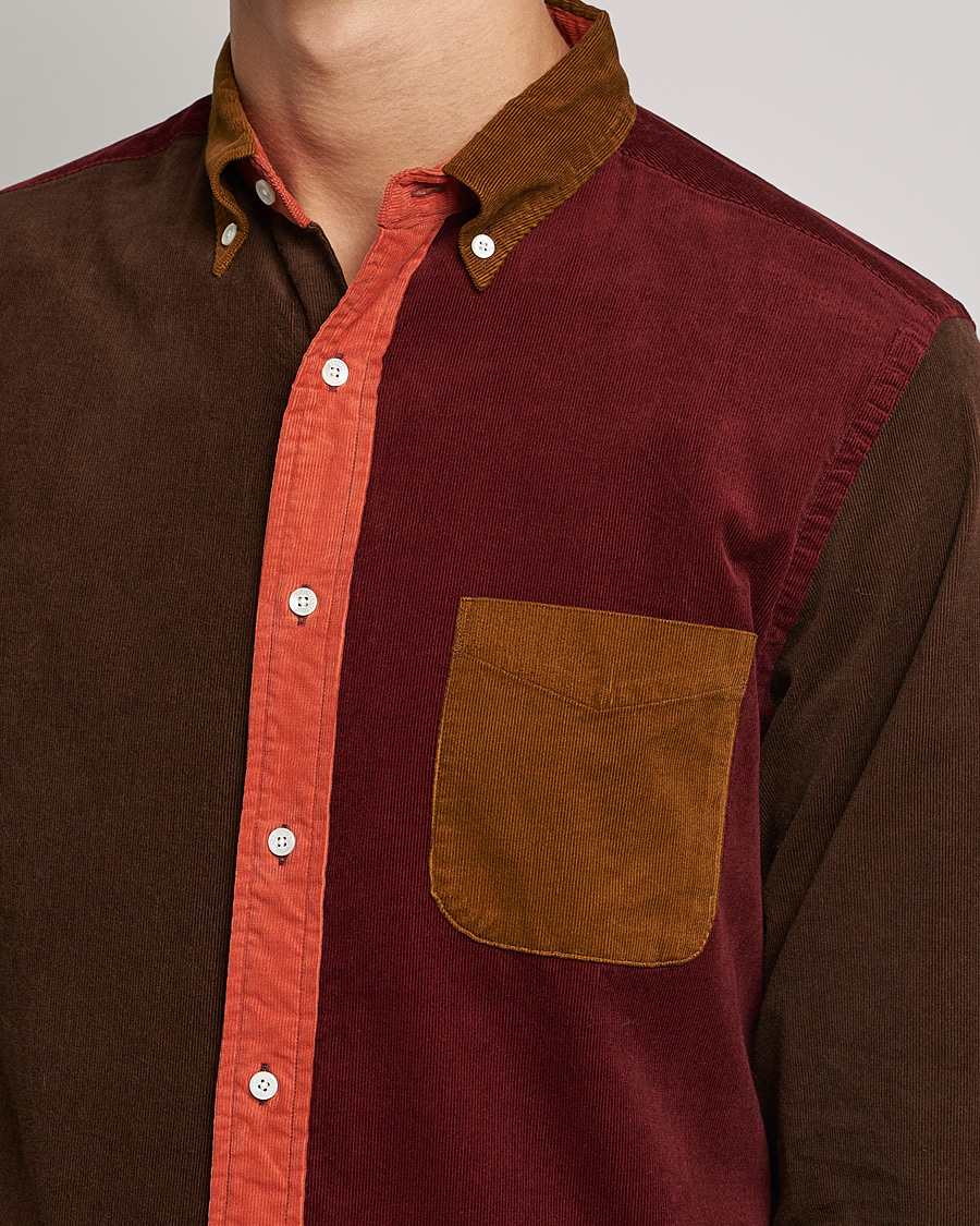 Homme | Chemises | BEAMS PLUS | Corduroy Panel Button Down Shirt Golden Brown