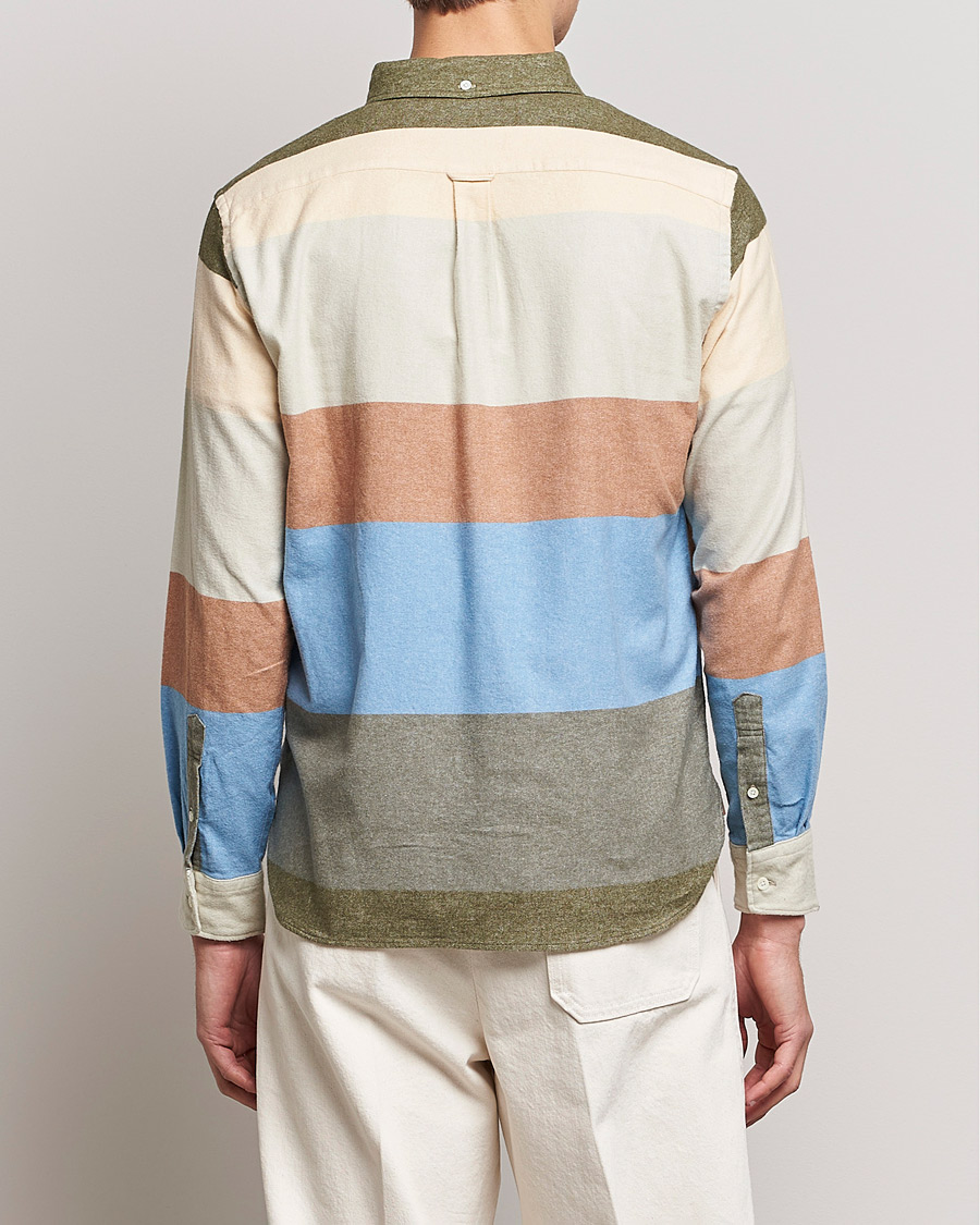 Homme | Chemises | BEAMS PLUS | Flannel Multi Stripe Shirt Olive/Cream