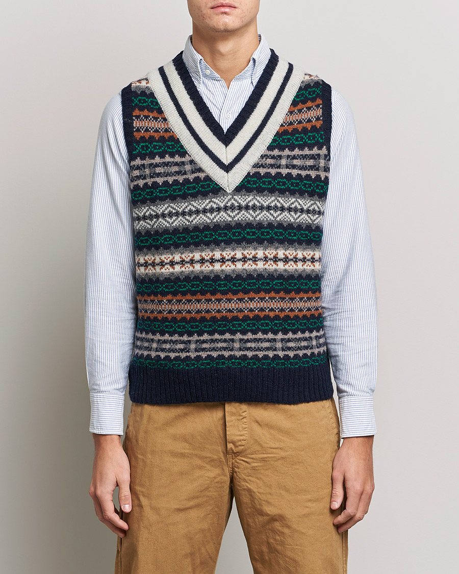 Homme | Pulls Et Tricots | BEAMS PLUS | Fairisle Cricket Knit Vest Navy