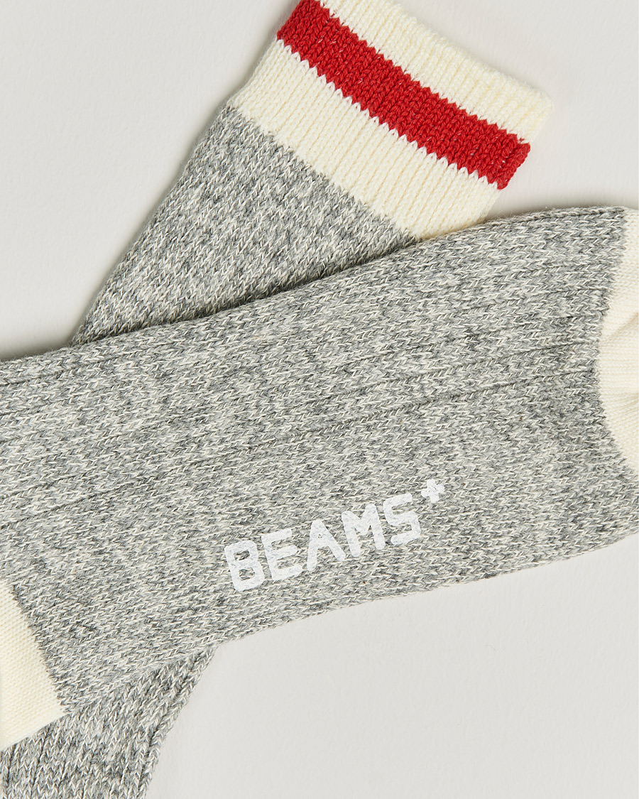 Homme |  | BEAMS PLUS | Rag Socks Grey/Red