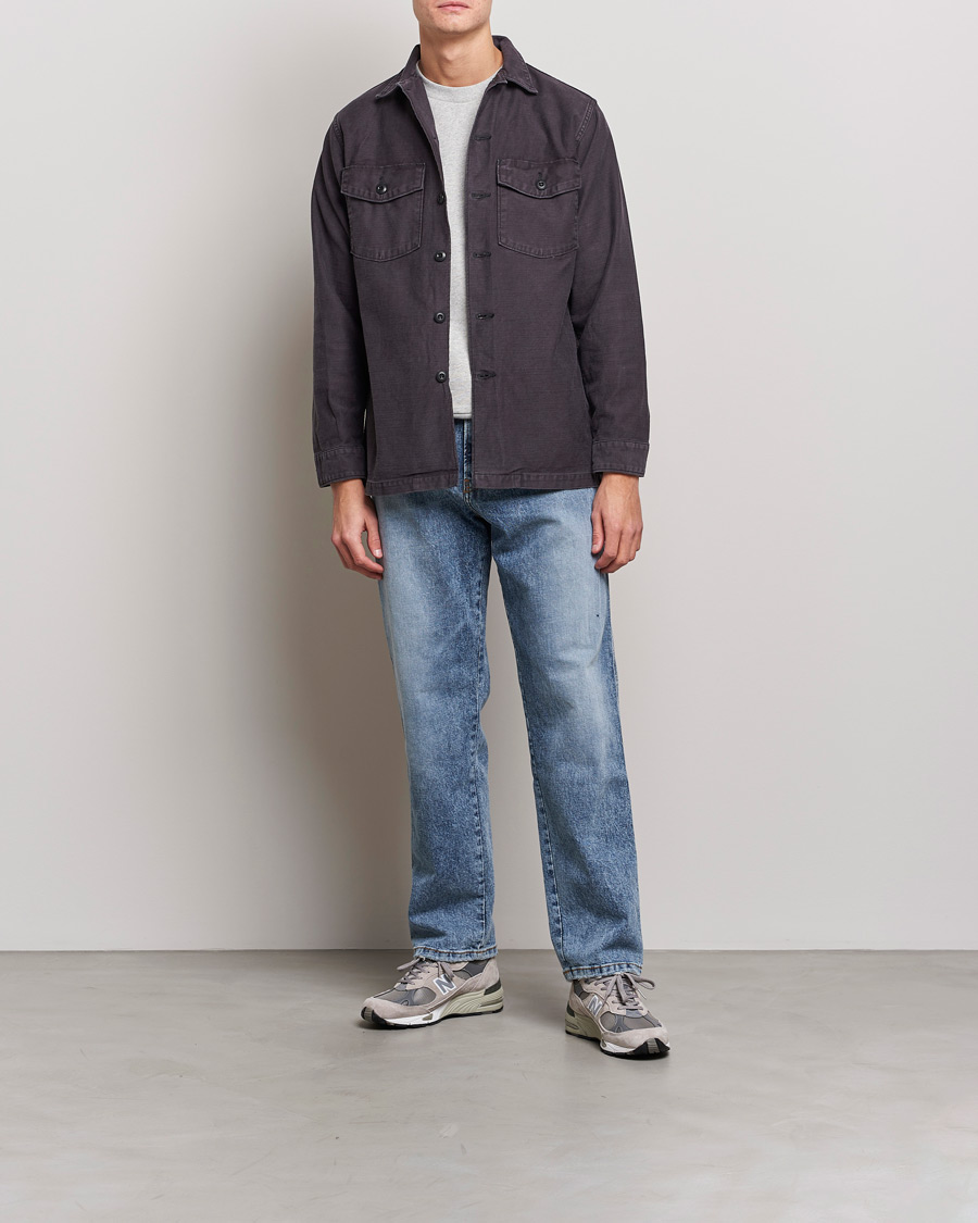 Homme | Chemises | orSlow | Cotton Sateen US Army Overshirt Black