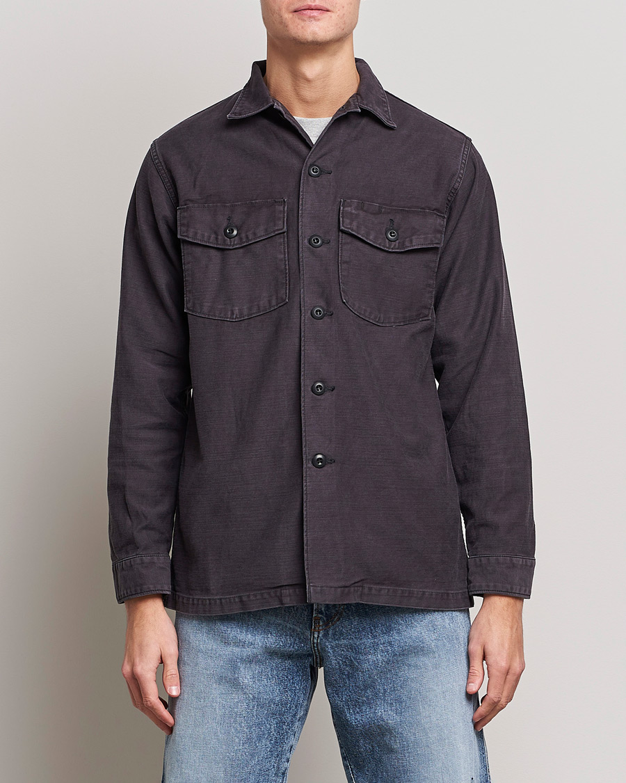 Homme | Chemises | orSlow | Cotton Sateen US Army Overshirt Black