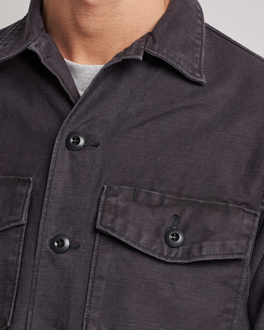 Homme | Chemises | orSlow | Cotton Sateen US Army Overshirt Black