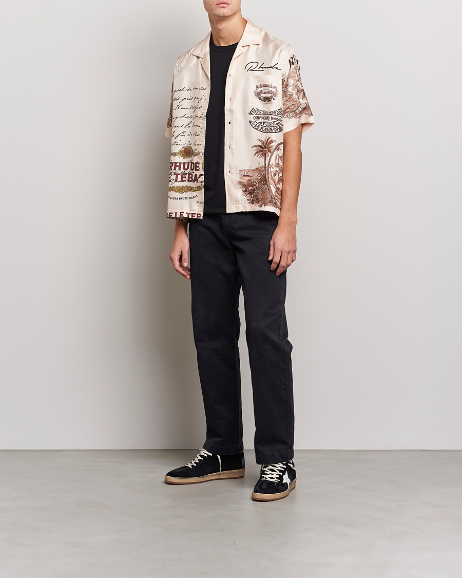 Homme | Chemises | Rhude | Silk Cigar Short Sleeve Shirt Brown/Cream