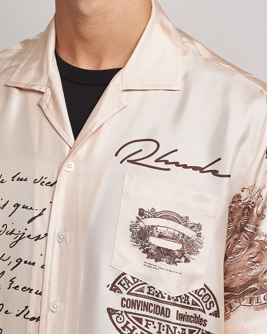 Homme | Chemises | Rhude | Silk Cigar Short Sleeve Shirt Brown/Cream