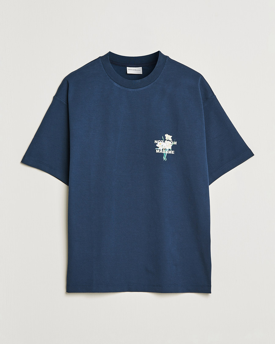 Homme | T-shirts | Drôle de Monsieur | Fleur Slogan T-Shirt Navy