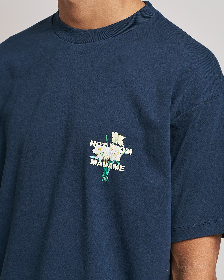Homme | T-shirts | Drôle de Monsieur | Fleur Slogan T-Shirt Navy