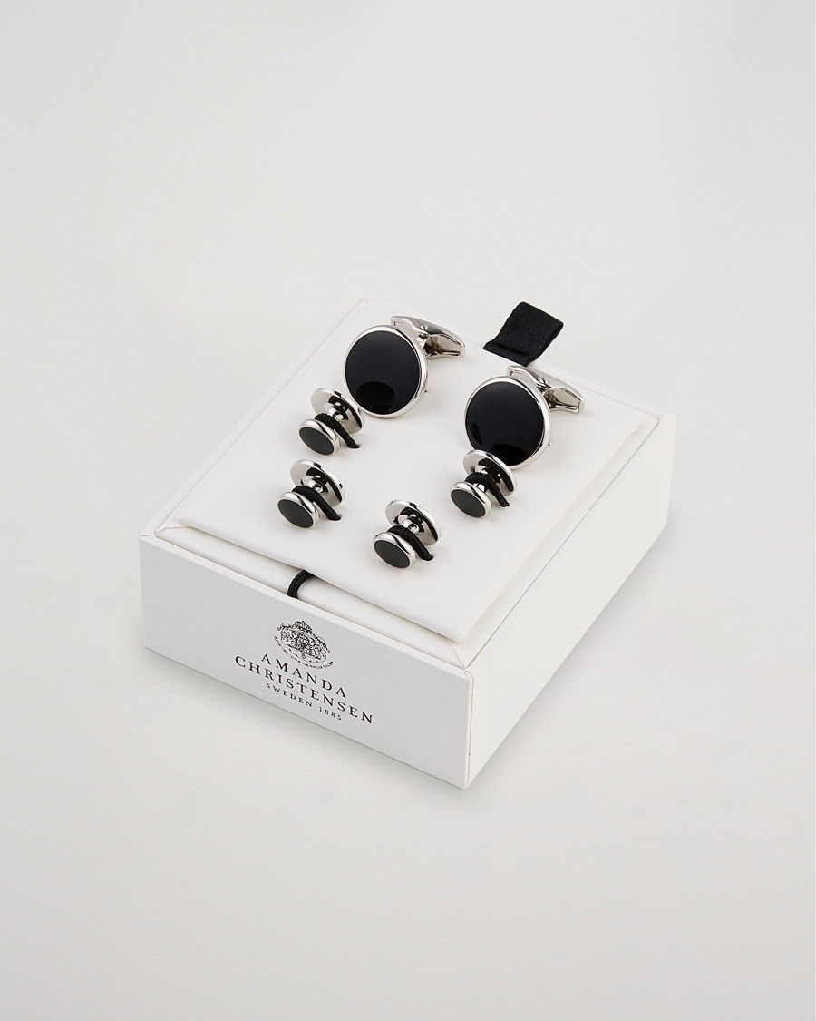 Homme | Boutons De Manchette | Amanda Christensen | Cufflink & Shirt Studs Set Black/Silver