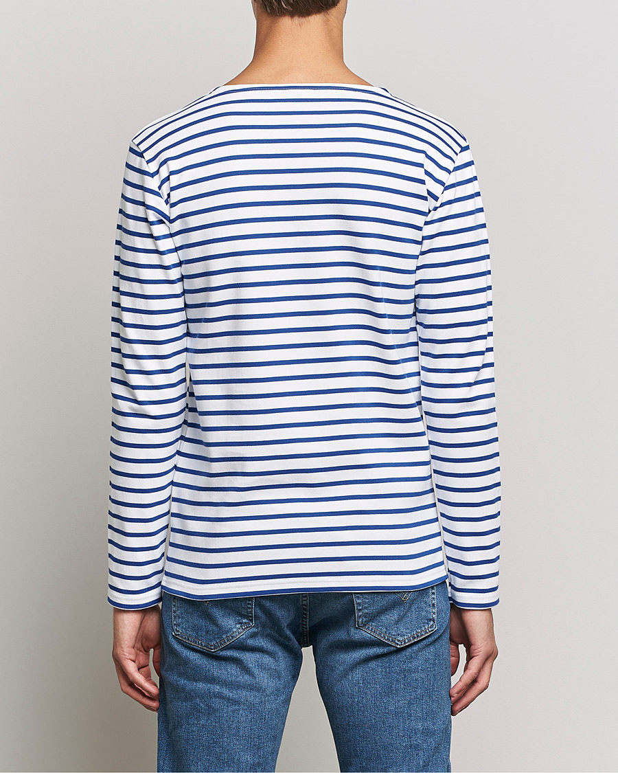 Homme | T-shirts | Armor-lux | Houat Héritage Stripe Long Sleeve T-Shirt White/Blue