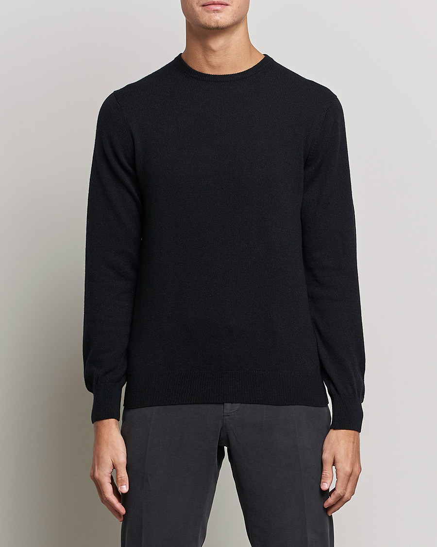 Homme | Sections | Piacenza Cashmere | Cashmere Crew Neck Sweater Black