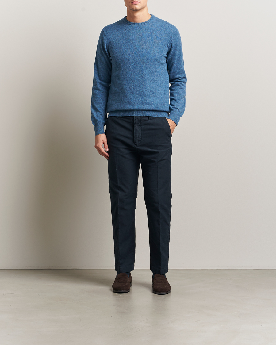 Homme | Pulls Et Tricots | Piacenza Cashmere | Cashmere Crew Neck Sweater Light Blue