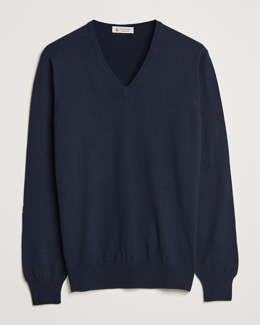 Homme | Pulls Et Tricots | Piacenza Cashmere | Cashmere V Neck Sweater Navy
