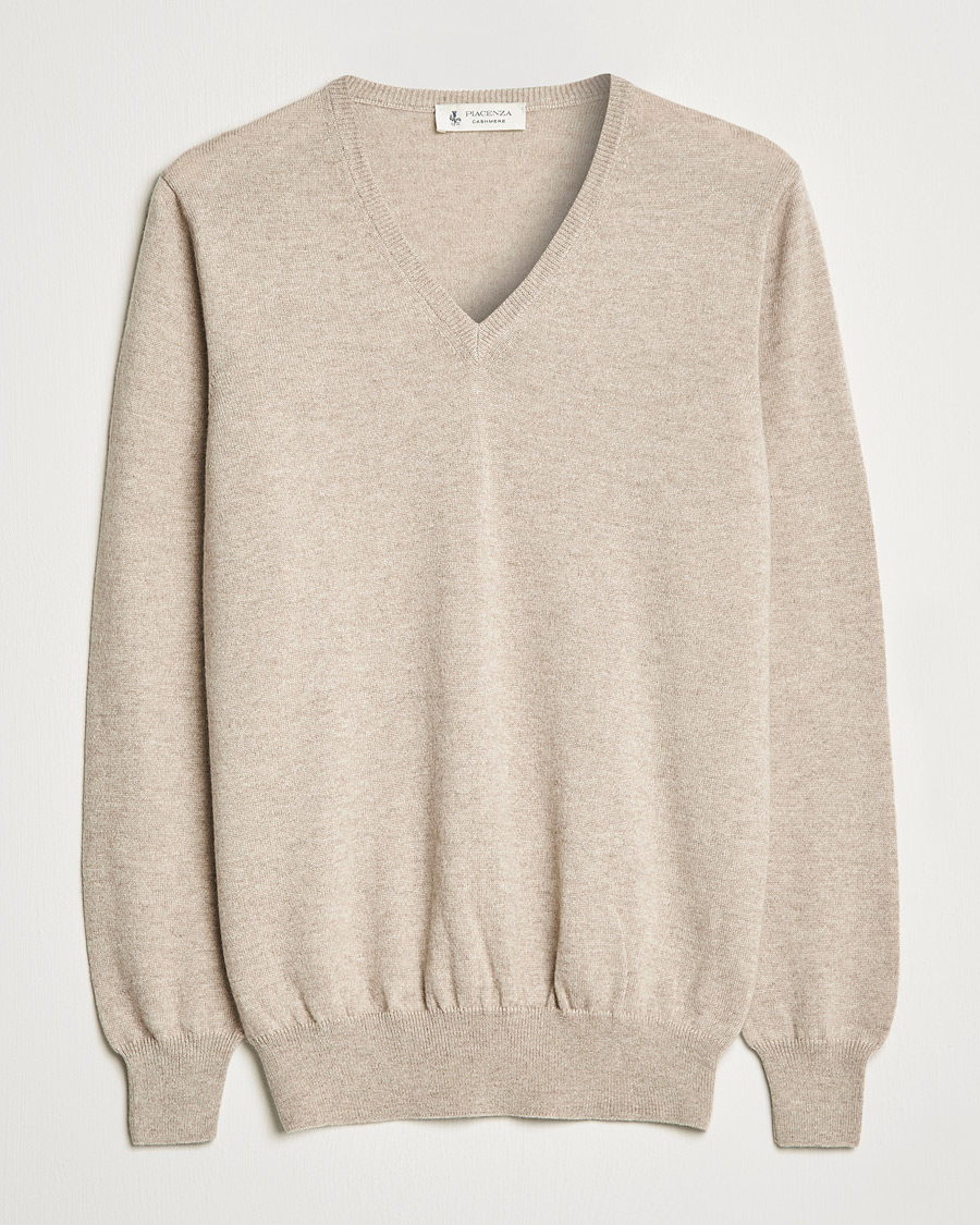 Homme | Pulls Et Tricots | Piacenza Cashmere | Cashmere V Neck Sweater Beige